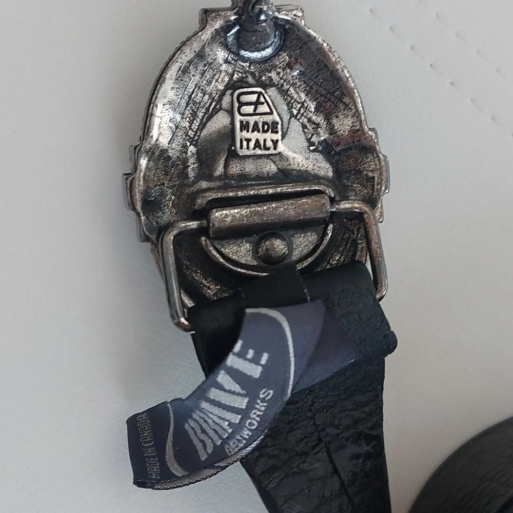 BRAVE, Black Leather Belt with Stones Buckle - Picture 2 of 6